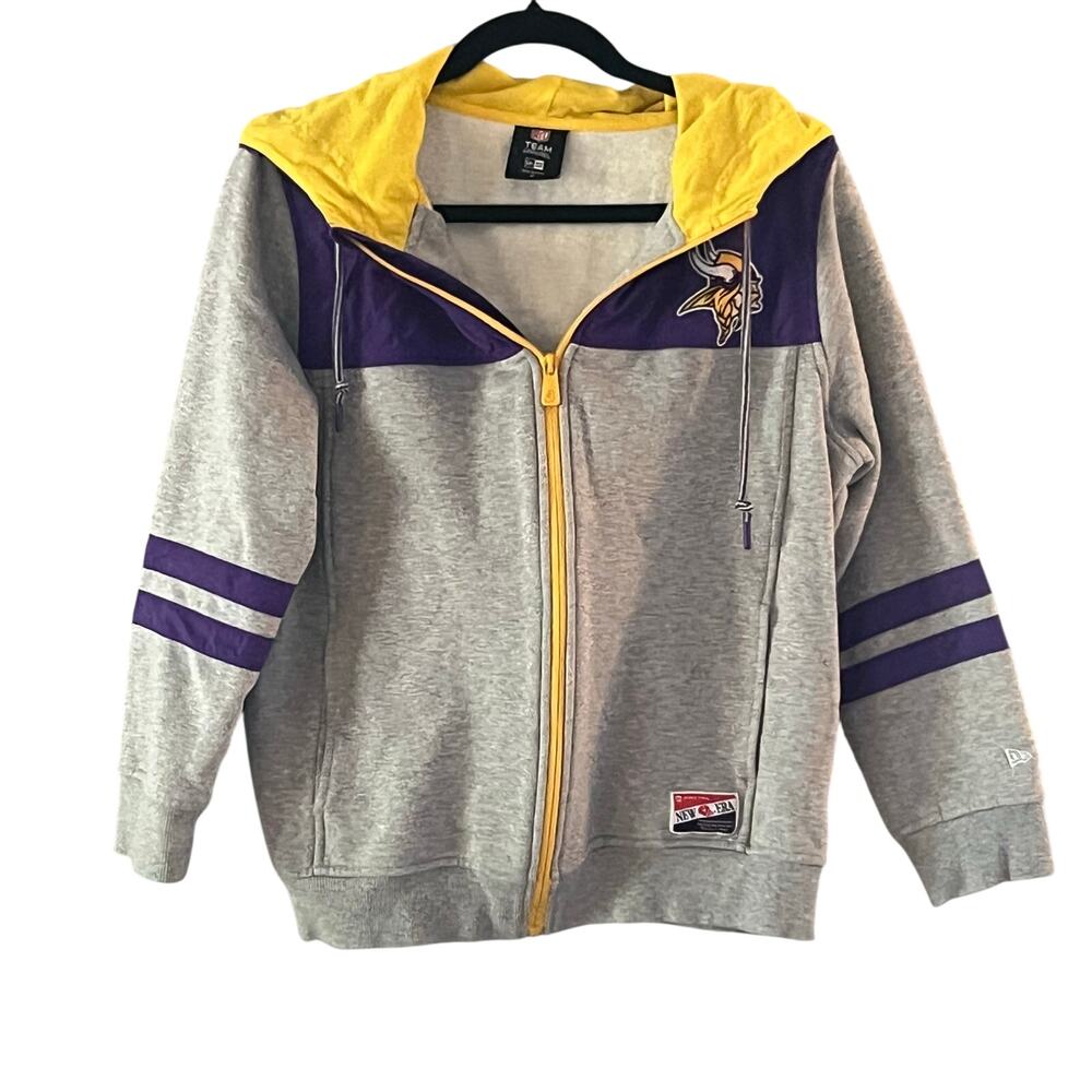 NFL Minnesota Vikings‎ New Era Full Zip Hoodie Women’s Medium Gray Purple Gold